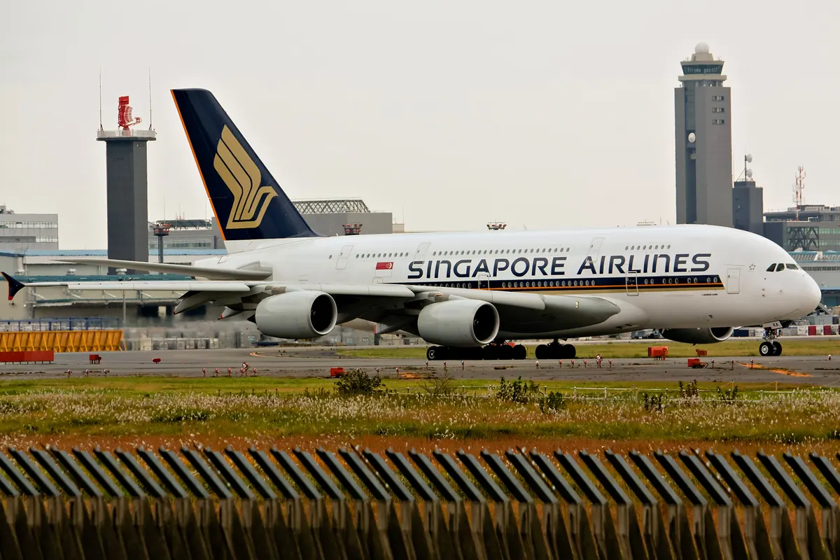 Singapore Airlines Airbus A380 aircraft on the tarmac at Narita International Airport