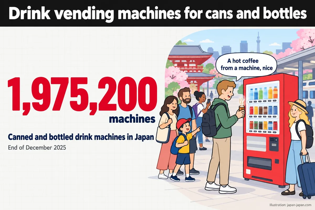 缶・瓶用の飲料自動販売機。1,975,200台。日本の缶・瓶飲料用自動販売機。