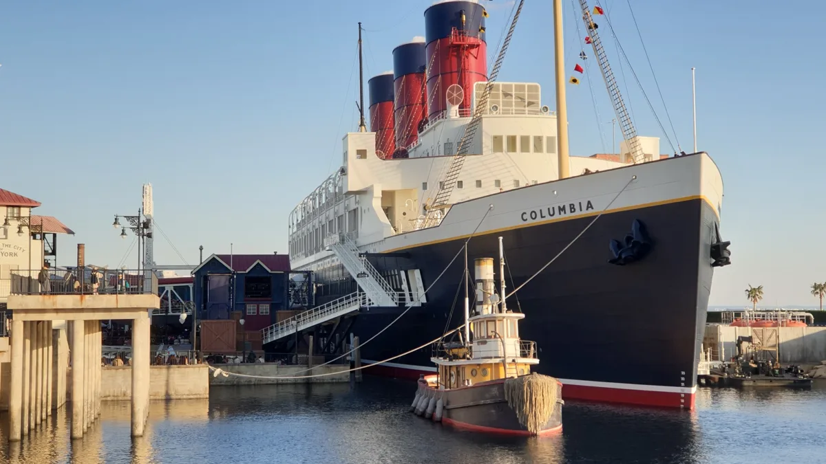 S.S. Columbia ocean liner moored in the American Waterfront