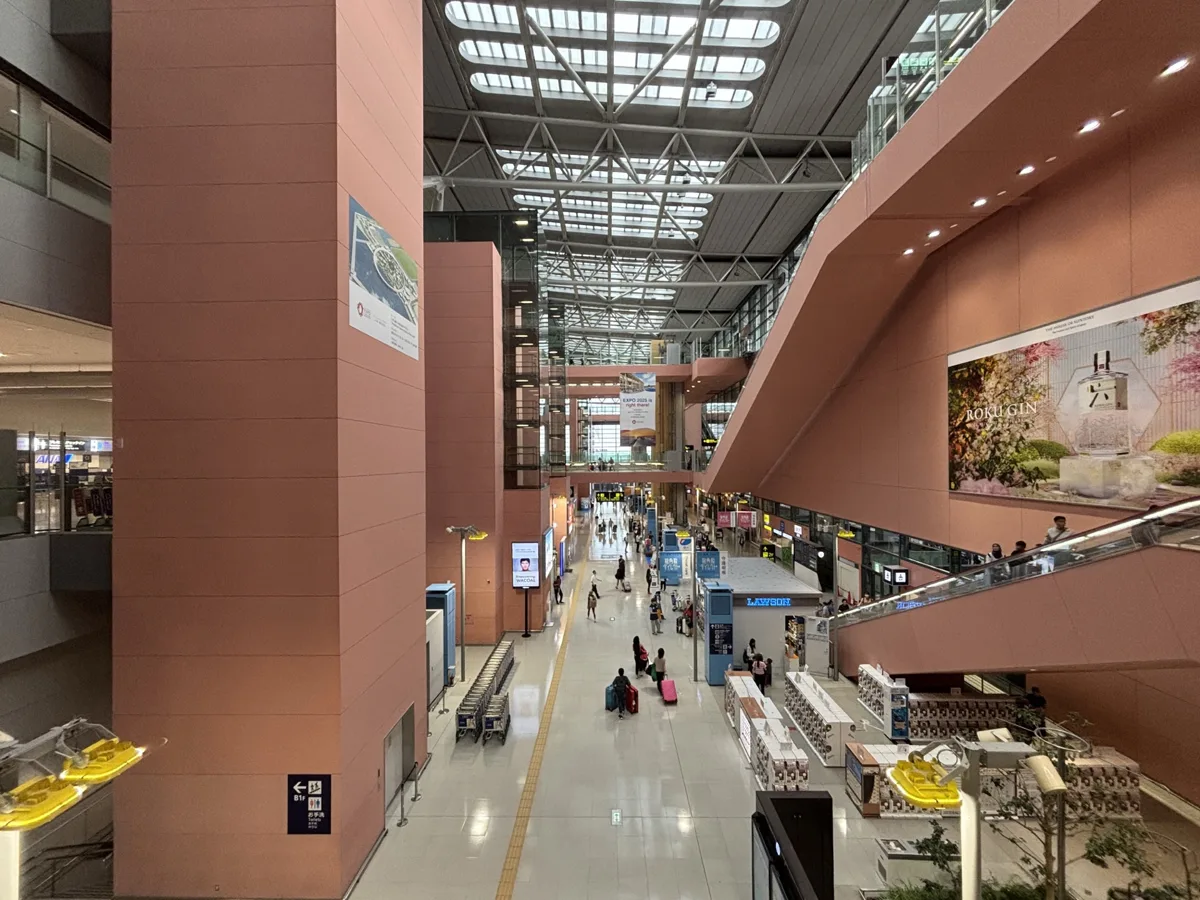 The tall atrium beside the arrival lobby on level 1 of Kansai International Airport Terminal 1, in 2025