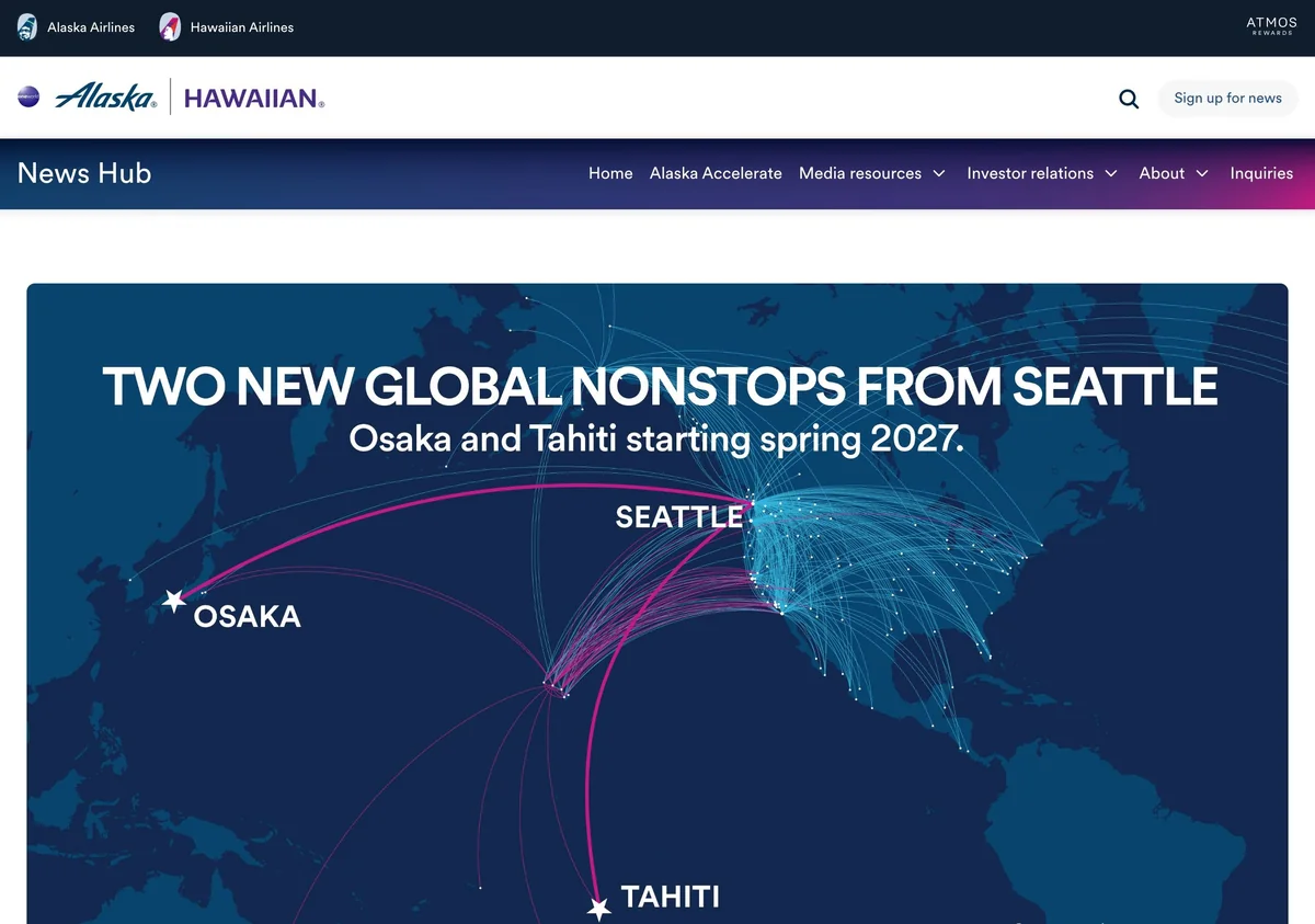 Screenshot of a page from news.alaskaair.com cited in this article